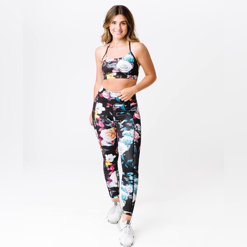 ZYIA Dark Floral Hi Rise 7/8 length leggings - 2